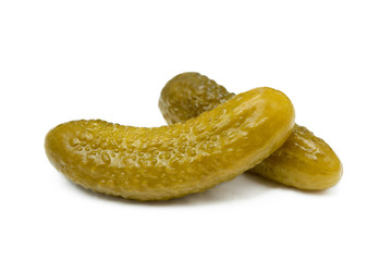 Pickled sour cucumber isolated on white background