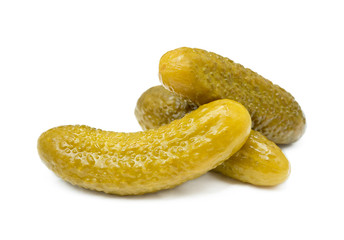 Pickled sour cucumber isolated on white background