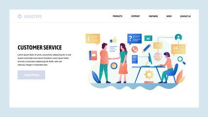 Vector web site design template. Customer service and online support chat, helpdesk, sales. Landing page concepts for website and mobile development. Modern flat illustration