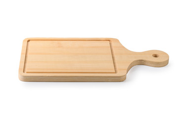 Wooden chopping board on a white background