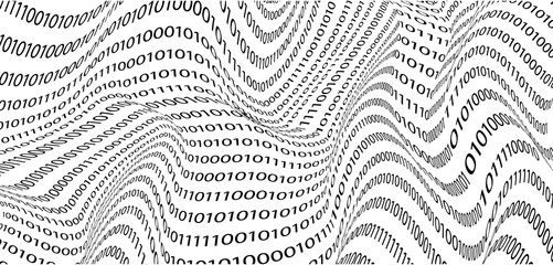 Digitally generated binary code of 1 and 0. vector three-dimensional illustration of black numbers isolated on a white background. the concept of computer technology in the style of the wave. vector g