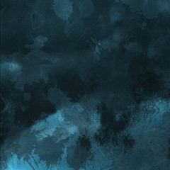 Colorful winter blue ink and watercolor textures on white paper background. Paint leaks and ombre effects. Hand painted abstract image. Deep sea.