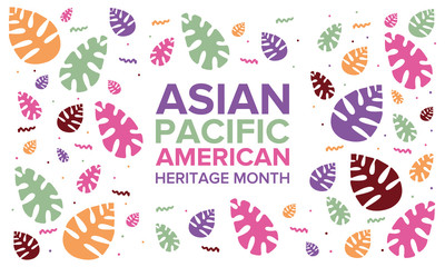 Asian Pacific American Heritage Month. Celebrated in May. It celebrates the culture, traditions, and history of Asian Americans and Pacific Islanders in the United States. Poster, card, banner. Vector