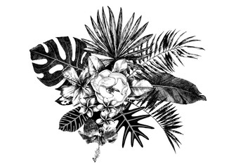 Tropical leaves and flowers design