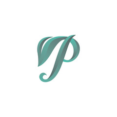 Initial / Letter P Leaf Logo - Vector logo template