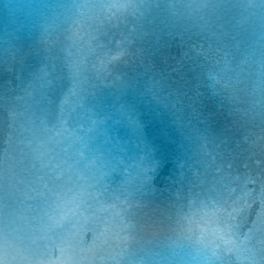 Colorful winter blue ink and watercolor textures on white paper background. Paint leaks and ombre effects. Hand painted abstract image. Deep sea.