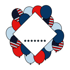 emblem with balloons helium and usa flag