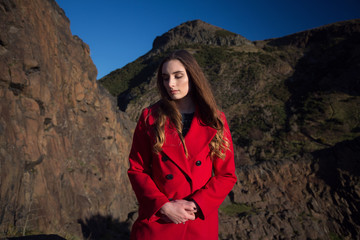 Naklejka premium Sad woman outdoors