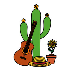 cactu with straw hat and guitar
