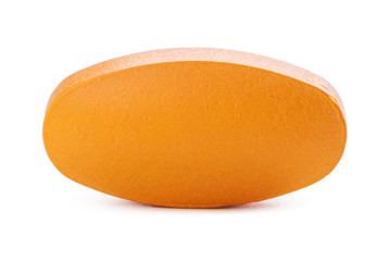 yellow vitamin pills isolated on white background