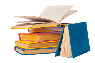 pile of books isolated on white background