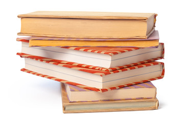 pile of books isolated on white background