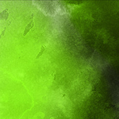 Green ink and watercolor textures on white paper background. Paint leaks and ombre effects. Hand painted abstract image.