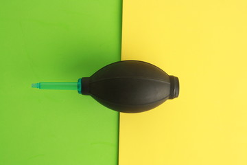 Pear clean photo camera on colorful background