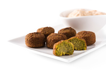 Falafel on a plate isolated on white background