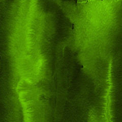 Green ink and watercolor textures on white paper background. Paint leaks and ombre effects. Hand painted abstract image.