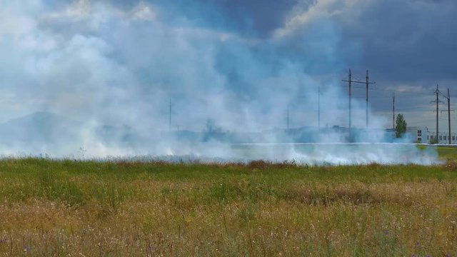 Field Burning With Smoke