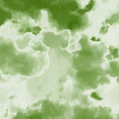 Green ink and watercolor textures on white paper background. Paint leaks and ombre effects. Hand painted abstract image.