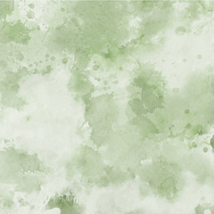 Green ink and watercolor textures on white paper background. Paint leaks and ombre effects. Hand painted abstract image.