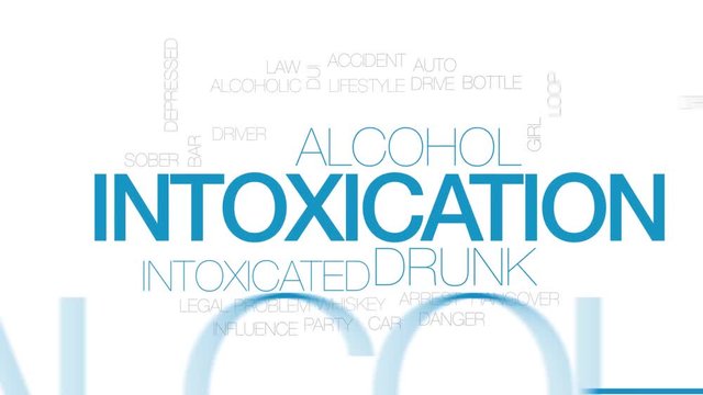 Intoxication animated word cloud. Kinetic typography.