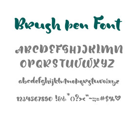 English alphabet handwritten vector script on white background. Informal handwriting Handwritten font with uppercase and lowercase letter and punctuation
