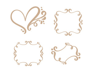 Vector vintage set of border frames engraving with retro ornament in antique rococo style decorative design