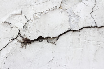 White cement walls and cracks