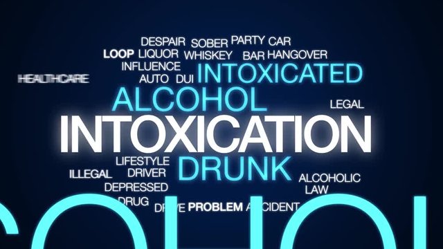 Intoxication animated word cloud. Kinetic typography.