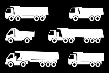 Set silhouette of a dump truck.