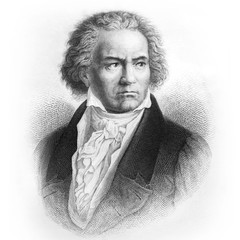 Ludwig van Beethoven, German composer and pianist. Picture from Ch. Oeser’s antique book...