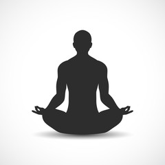 Meditating human figure vector icon