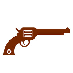 Old style revolver gun vector icon