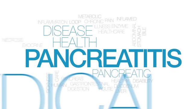 Pancreatitis animated word cloud. Kinetic typography.