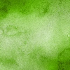 Green ink and watercolor textures on white paper background. Paint leaks and ombre effects. Hand painted abstract image.