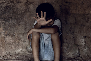 Stop abusing violence.  terrified , A fearful child