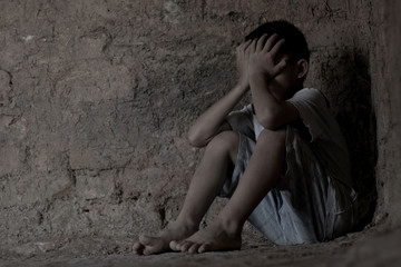 Stop abusing violence.  terrified , A fearful child