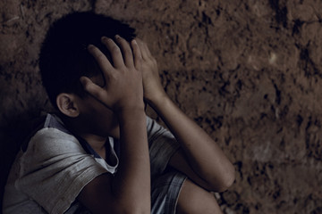 Stop abusing violence.  terrified , A fearful child