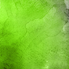 Green ink and watercolor textures on white paper background. Paint leaks and ombre effects. Hand painted abstract image.