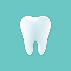 Healthy Tooth Under Protection, Teeth Whitening, glowing effect, vector illustration
