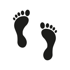 Trace of human foot. Footprint path, footprints, silhouette sign of human traces.