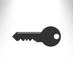 Flat paper cut style icon of an old key. Vector.