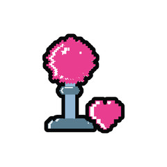 jvideo game joystick with pixelated heart