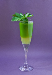 juice from ripe apples, celery, parsley, green, tasty