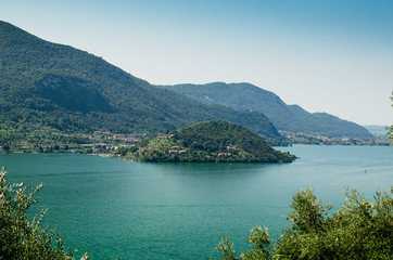 Fototapeta premium Iseo lake and hills, Lombardy, Italy