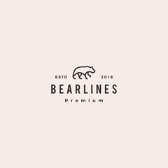 bear logo line monoline outline vector icon illustration