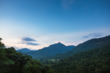 High angle view of Valley and mountain landscape