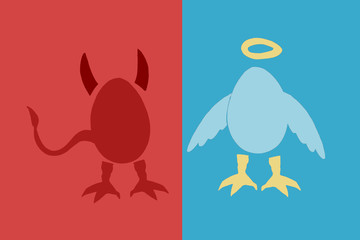 devil and angel egg characters