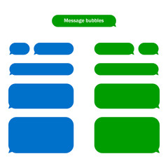 Set message service bubbles with place for text boxes. Empty messaging bubles.