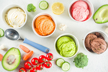 Trendy colorful vegetable ice cream