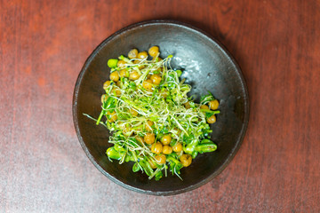 Vegetarian food. Buckwheat Salad. healthy food on a brown background